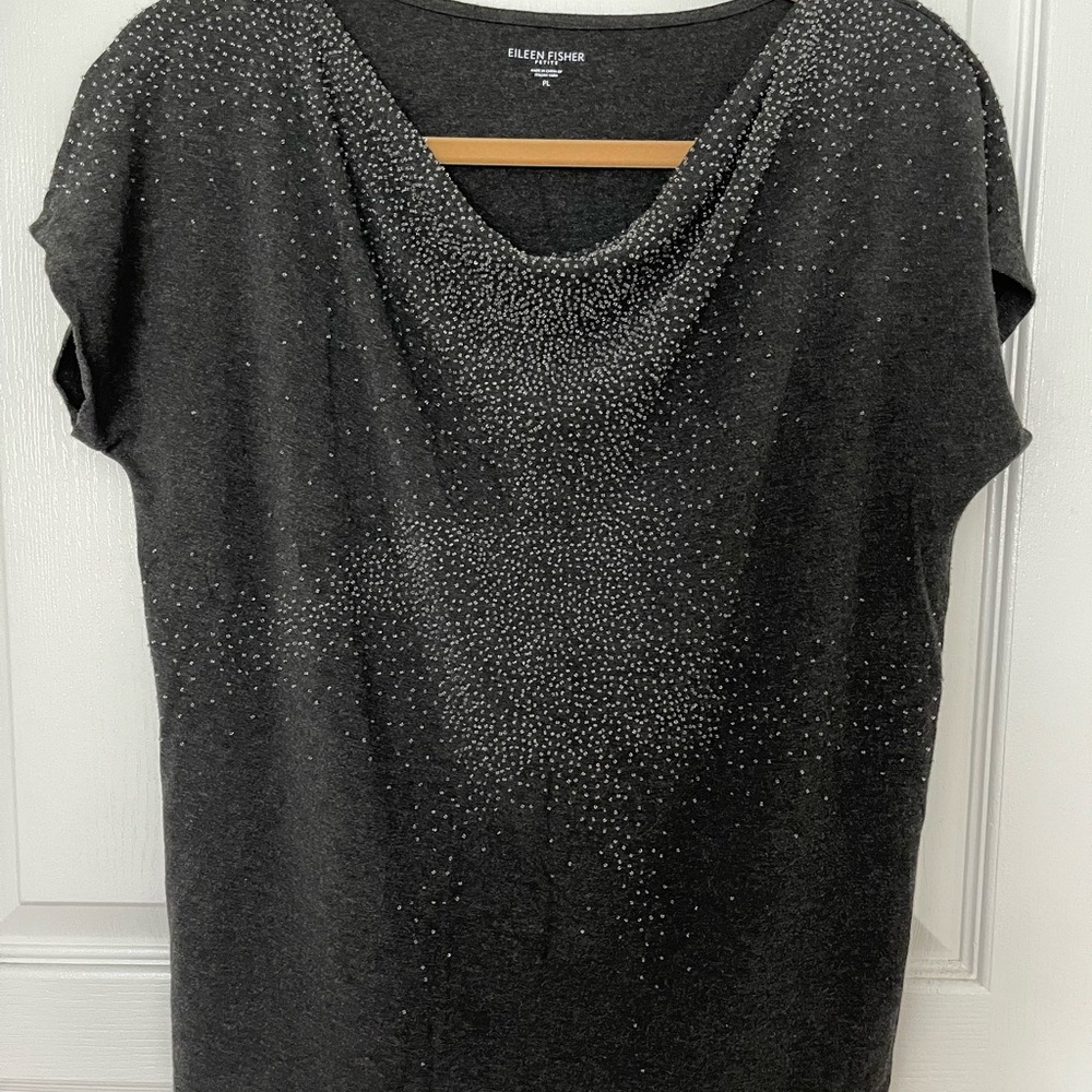 Eileen Fisher PL beaded knit top